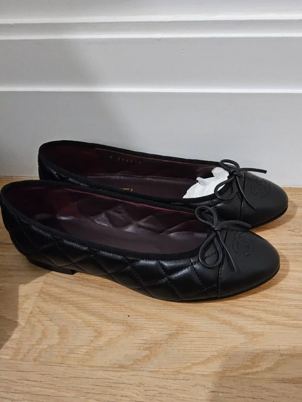 Brand new designer inspired black ballet quilted flat, fits size US 9